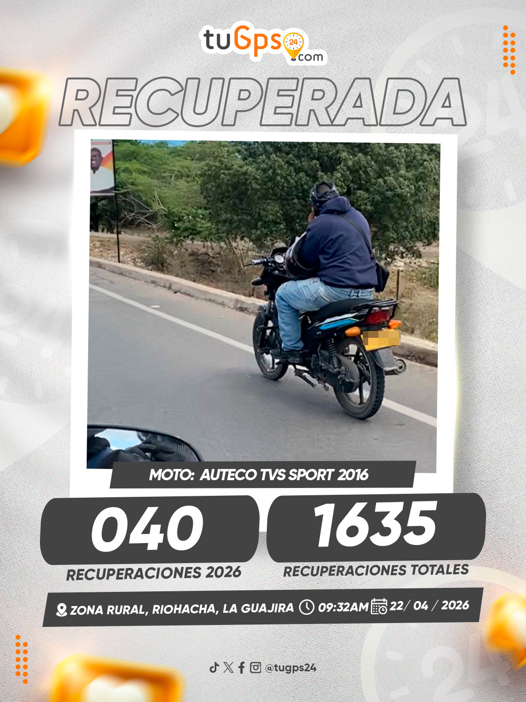Vehículo recuperado por TuGPS24 — caso 40