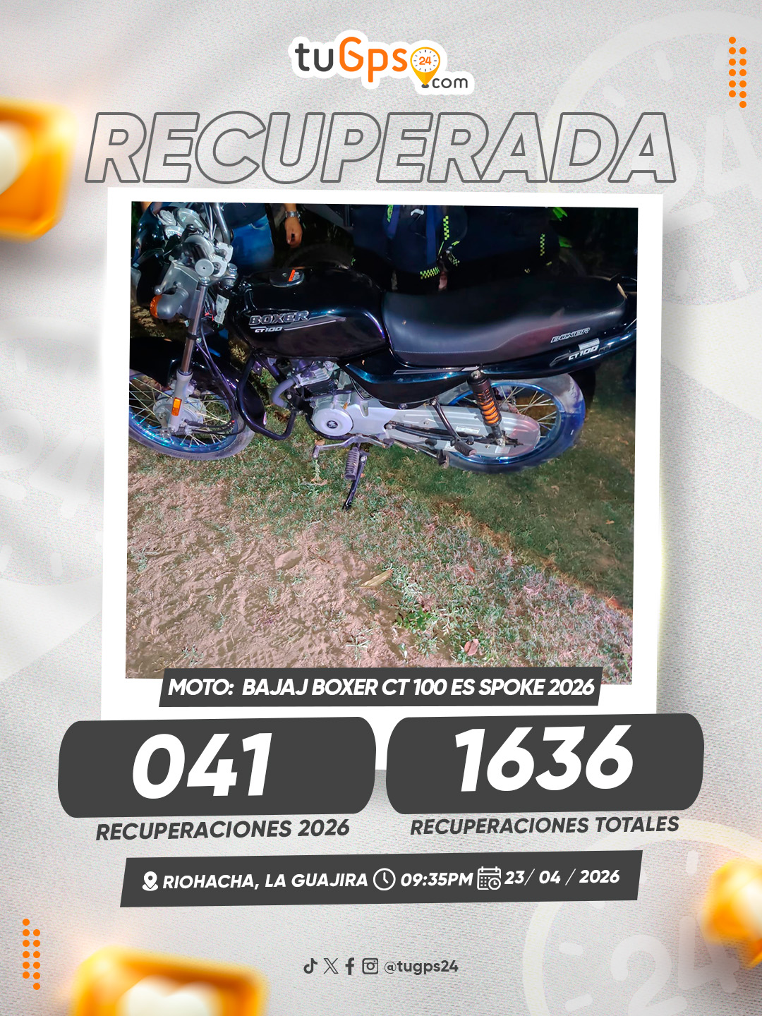 Vehículo recuperado por TuGPS24 — caso 41