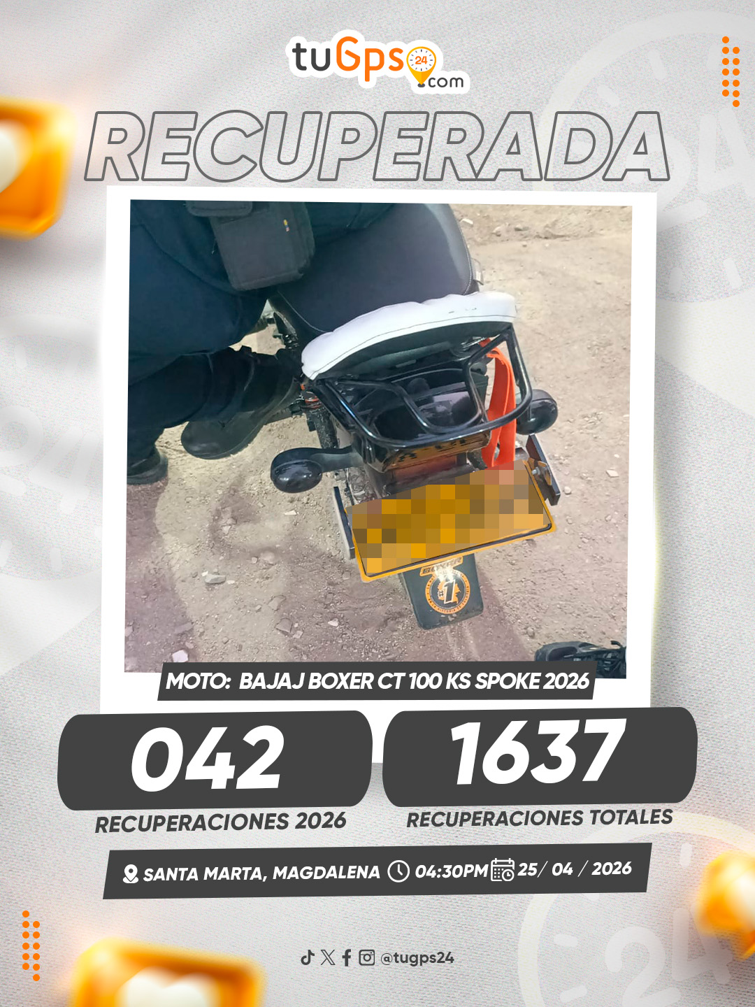 Vehículo recuperado por TuGPS24 — caso 42