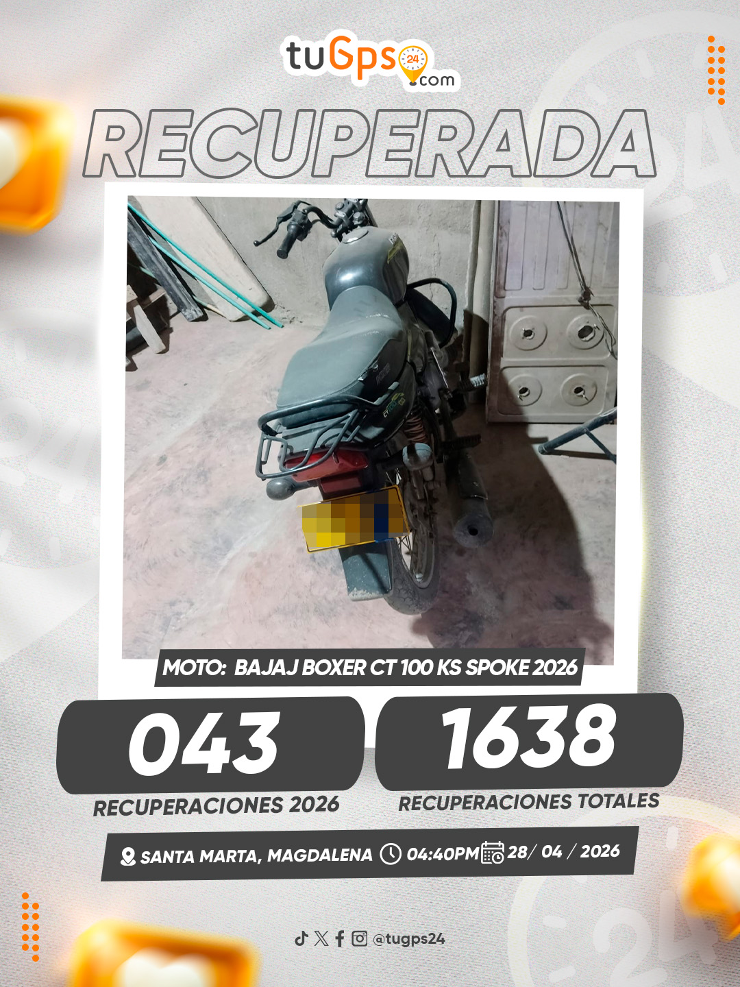 Vehículo recuperado por TuGPS24 — caso 43