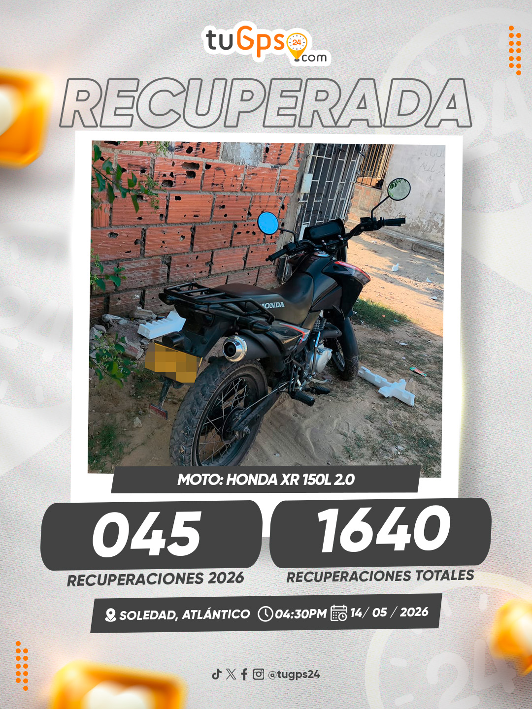 Vehículo recuperado por TuGPS24 — caso 45