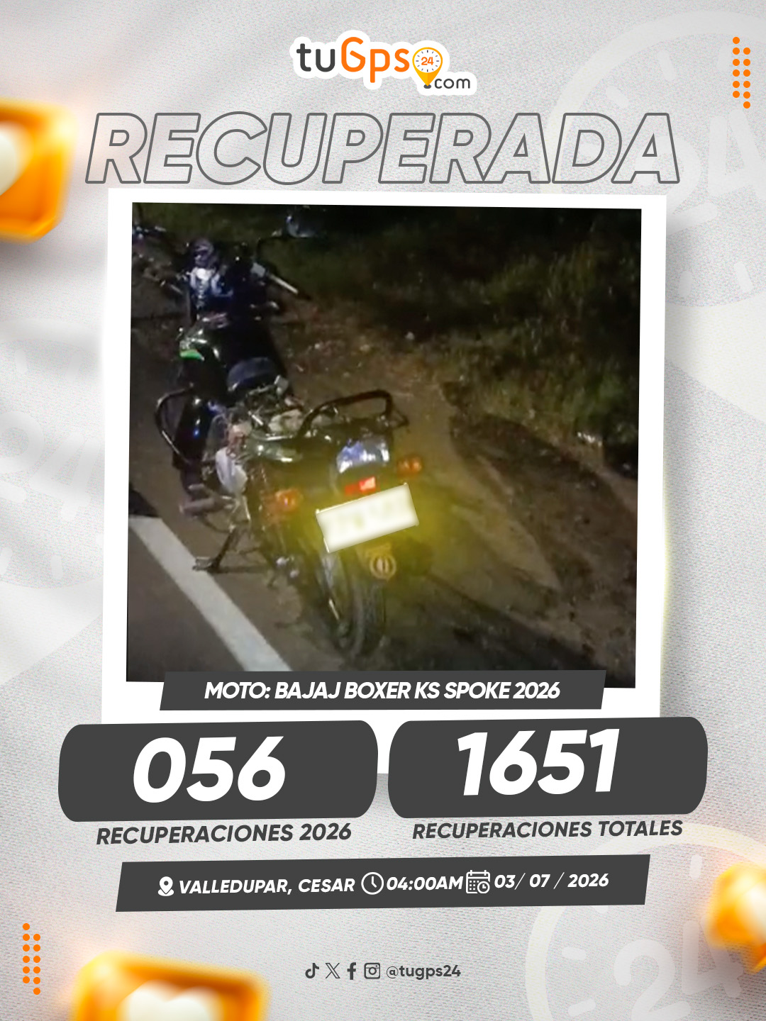 Vehículo recuperado por TuGPS24 — caso 56