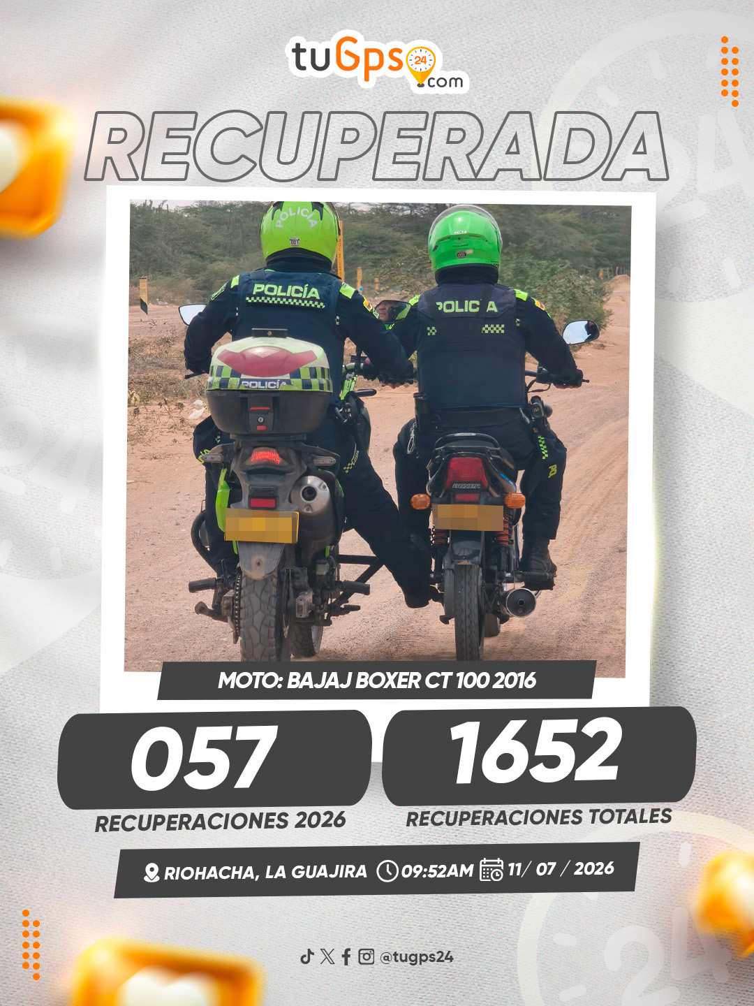 Vehículo recuperado por TuGPS24 — caso 57