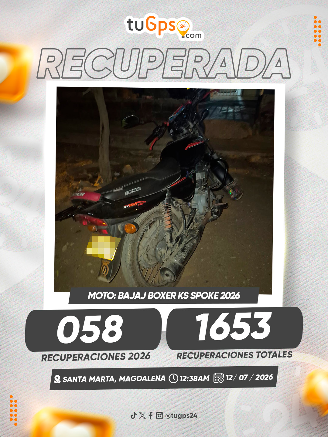 Vehículo recuperado por TuGPS24 — caso 58