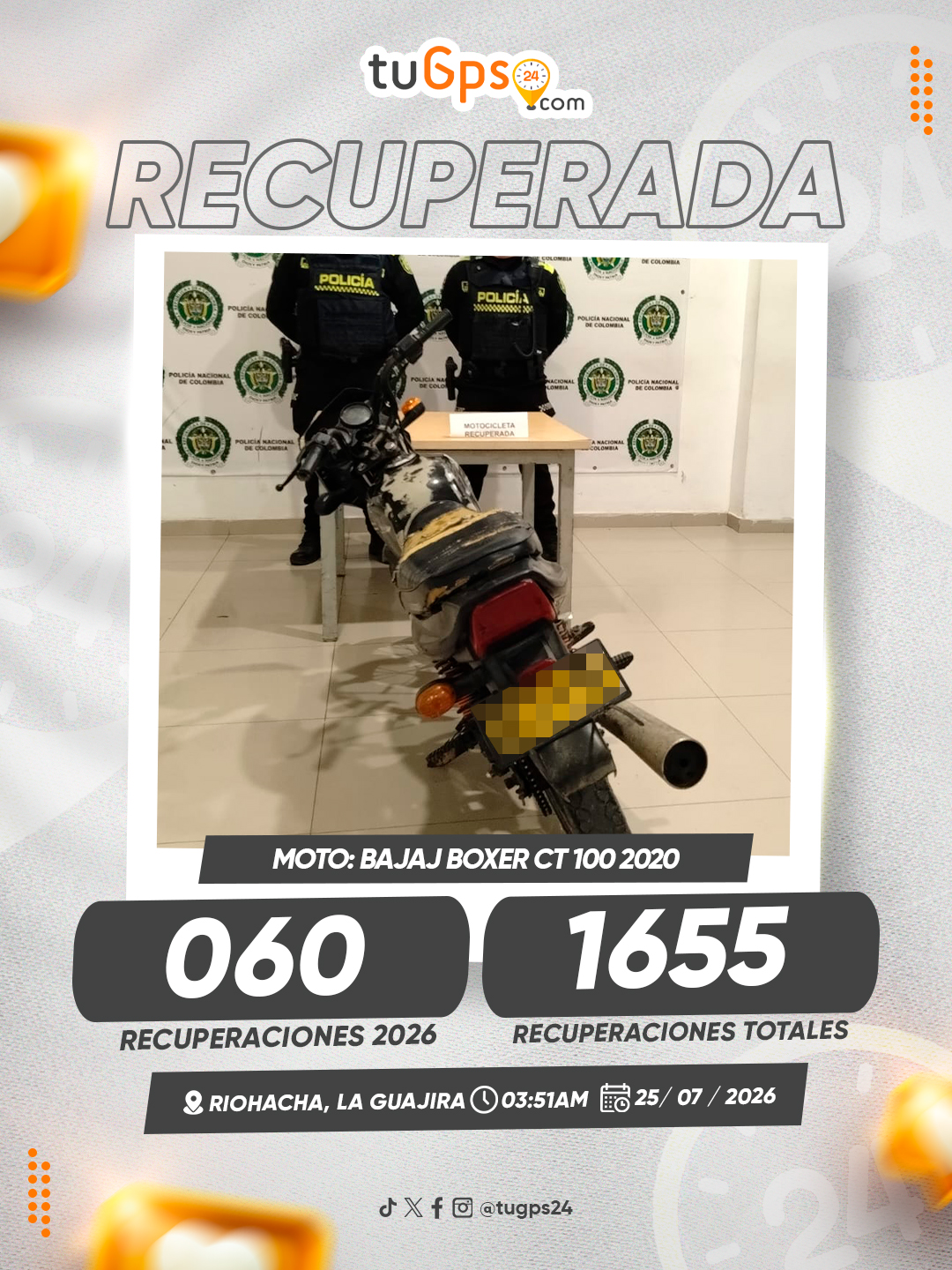 Vehículo recuperado por TuGPS24 — caso 60